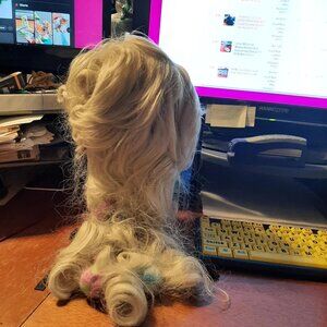 NEW ! Fashion Wig 17" Inch Blonde Heat Resistant Hair Long Curve Wavy Ball